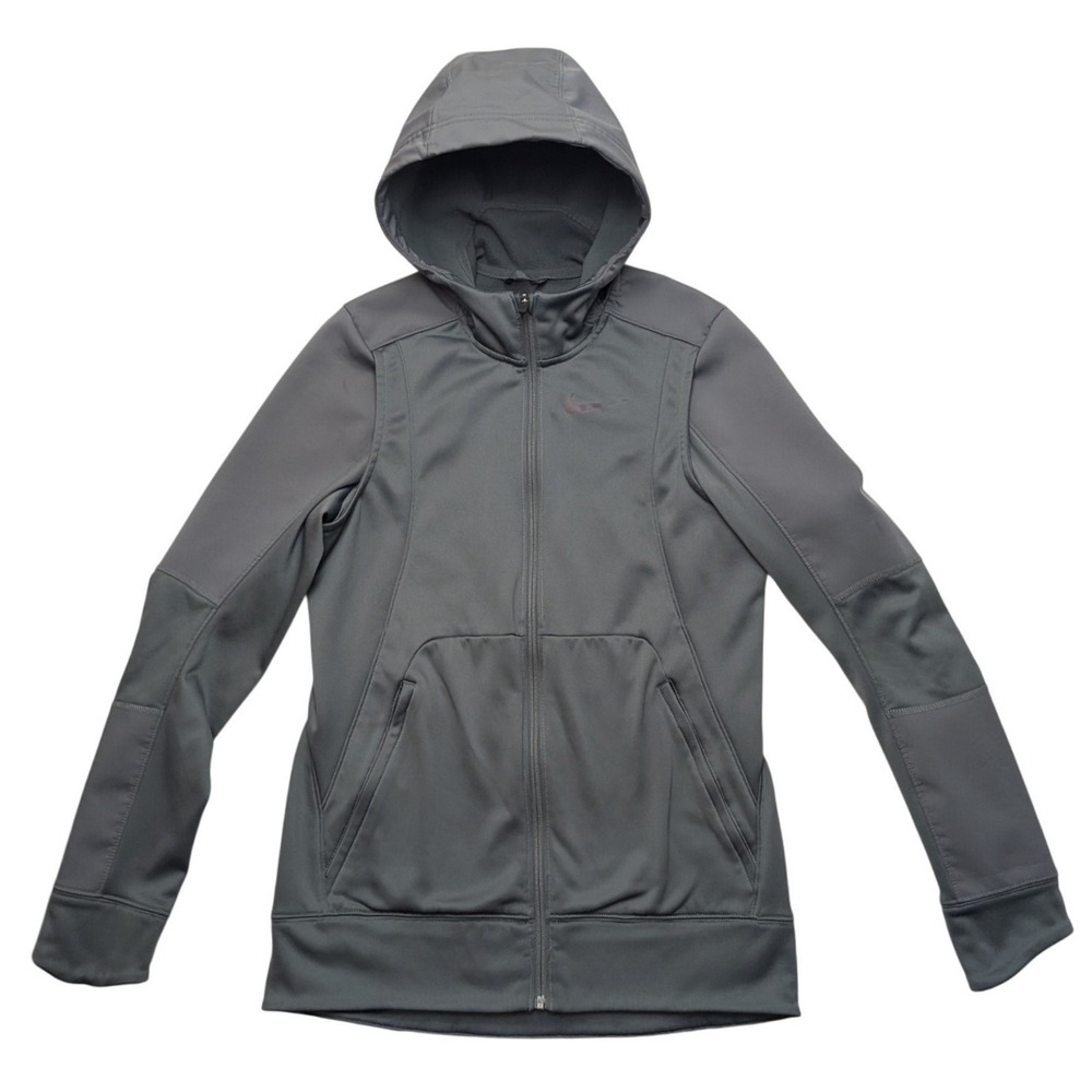 Nike Dri-FIT Full Zip Hoodie Women S Gray Fleece Lined Performance Jacket